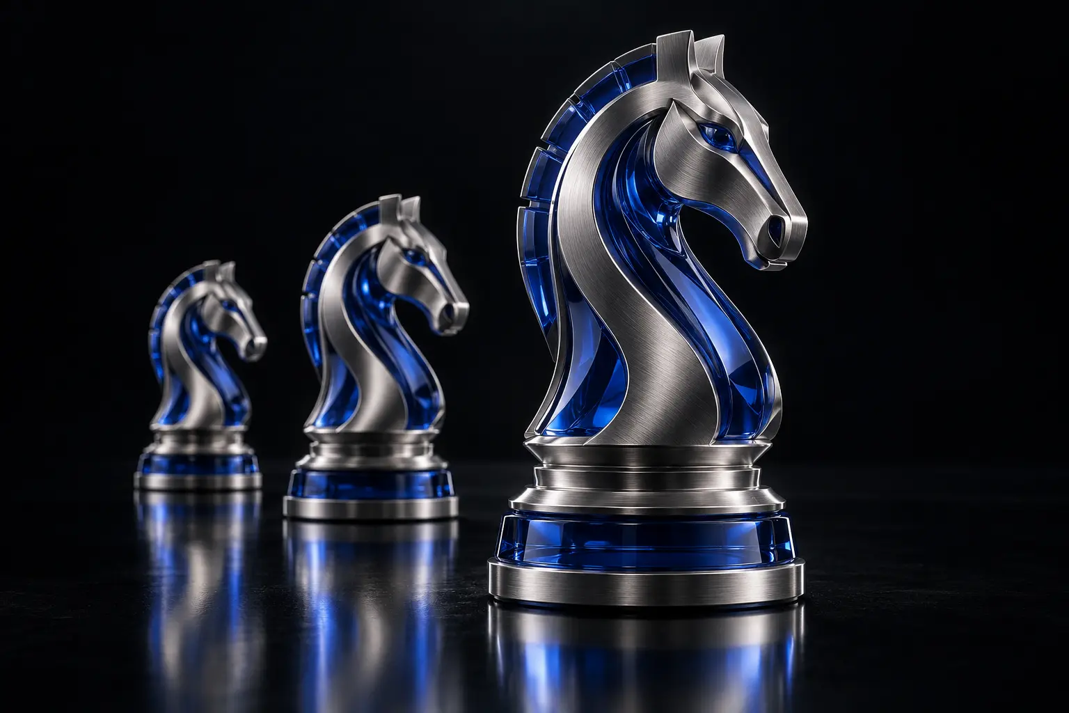 Helix titanium and cobalt lead trader sculpture